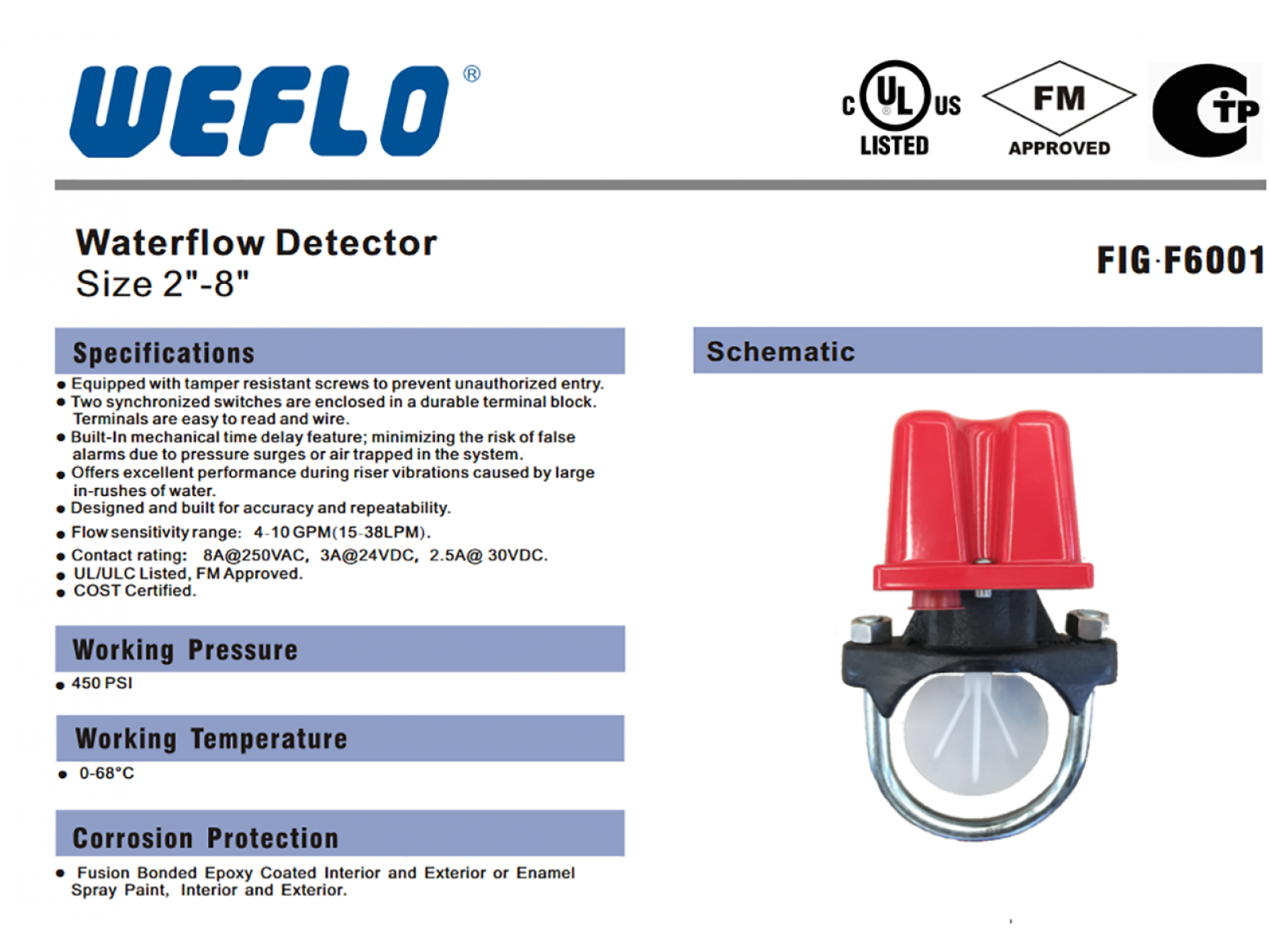 Weflo FIG F6001 water flow detector